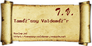 Tamássy Valdemár névjegykártya